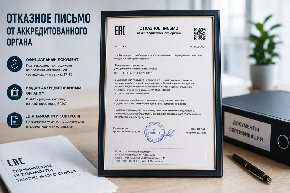 Отказное письмо от органа инспекции