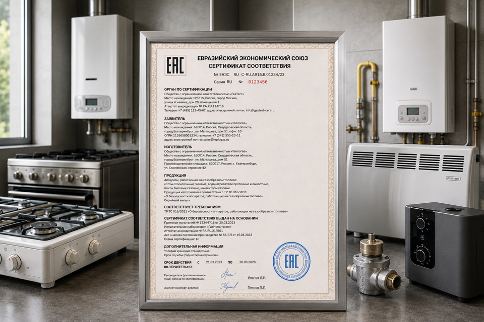 Сертификаты ТР ТС 016 на аппараты, работающие на газообразном топливе